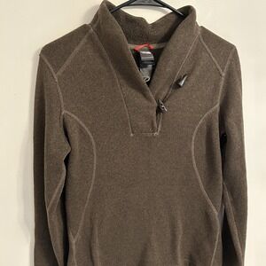 The North Face Women's‎ Brown Sweater Shawl Collar Fleece Toggle Buttons Small
